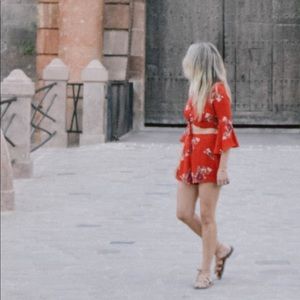 Red Two Piece Short Set